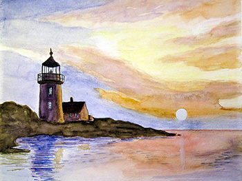 Faro al amanecer